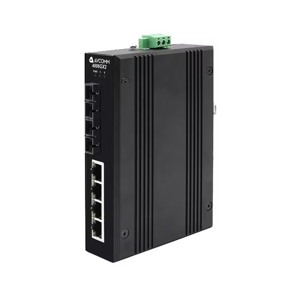 6-Port Industrial Unmanaged Ethernet Switch, Avcomm, Mfr#: 4006GXE2-ST-40